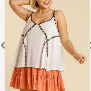 BNWT Umgee White Tank Top With Sequence. Size 2XL